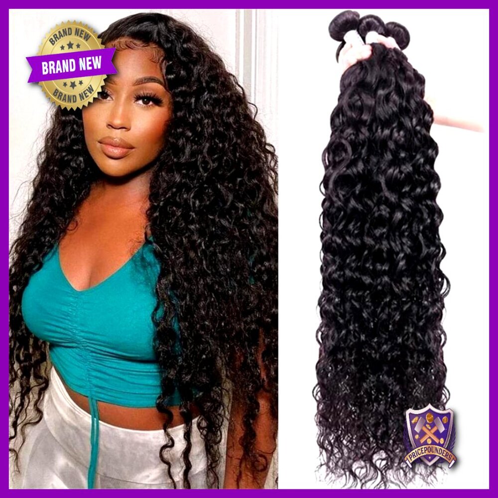 Brazilian Water Wave Human Hair Extensions 10a Grade Double Weft Natural Black